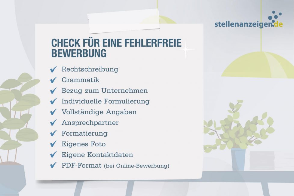 Checkliste für eine fehlerfreie Bewerbung