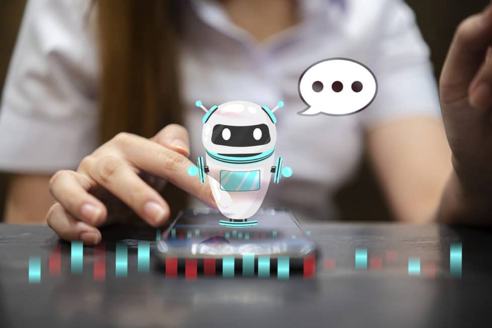 KI-Chatbot kommuniziert mit User via ChatGPT